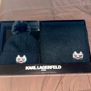 Karl Lagerfeld Paris women’s Disco kitty beanie and scarf set